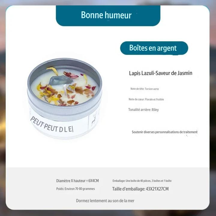 Bougies parfumées avec pierres et fleurs