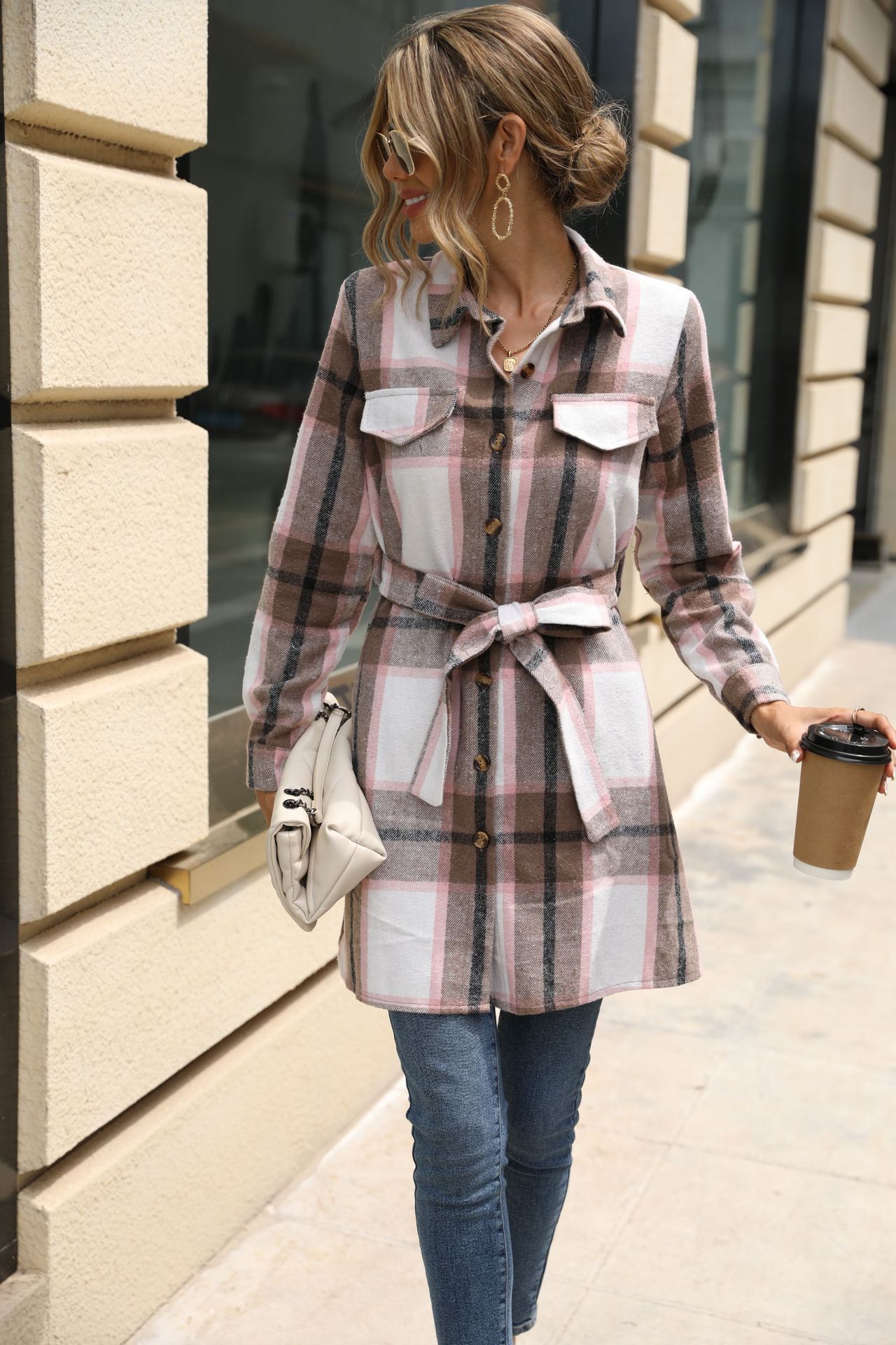 Robe à Carreaux Femme Élégante – Manches Longues et Tendance - Chic rayonnant