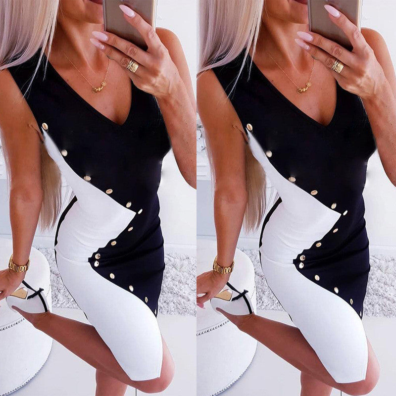 Robe Décontractée Sans Manches à Imprimé – Coupe Crayon & Col V