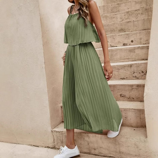 Ensemble Femme – Top à Bretelles + Pantalon Large – 4 Couleurs